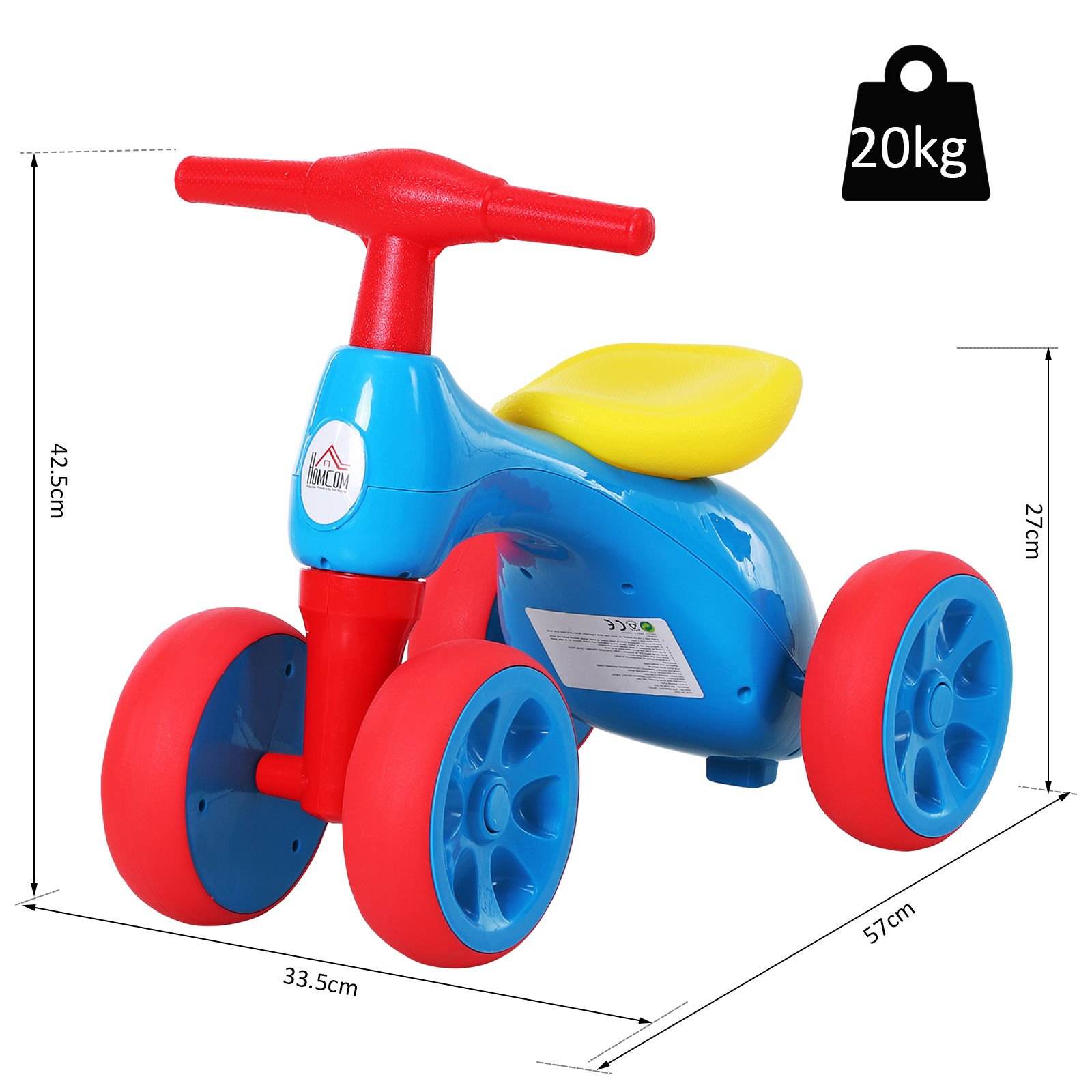 Baby Balance Bike Toddler Safe Training 4 Smooth Rubber Wheels w